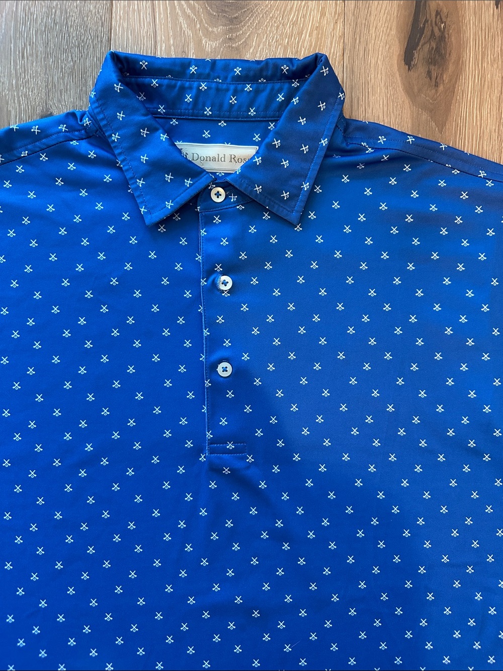 Donald Ross blue Men’s Polo with repeating golf club Print Large